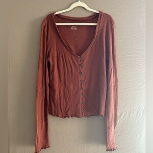 American Eagle Outfitters Rust Button-Up Top